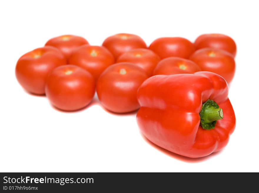 Many tomato isolated on white background