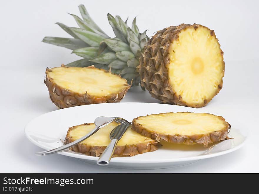 Delicious fresh pineapple natural isolated on a white background