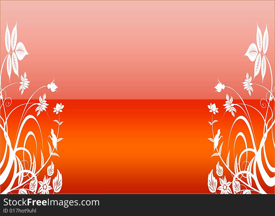 Floral background in red gradient