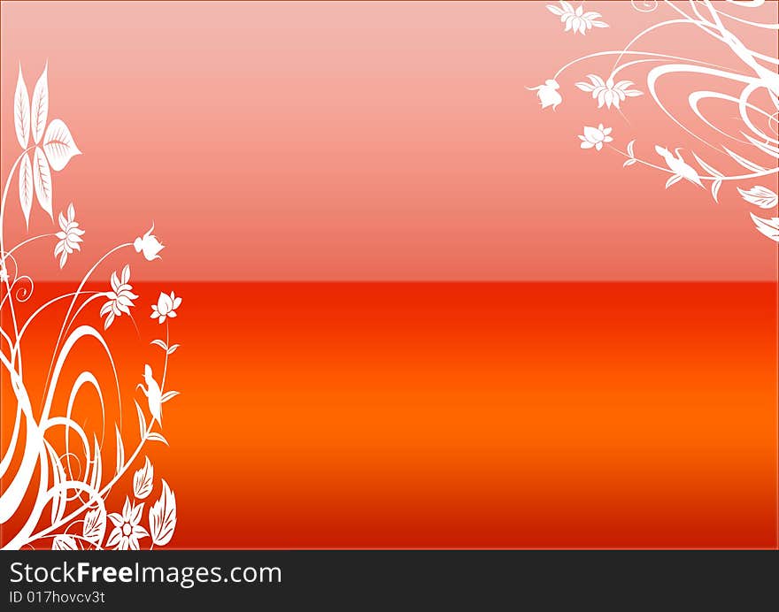 Floral background in red gradient