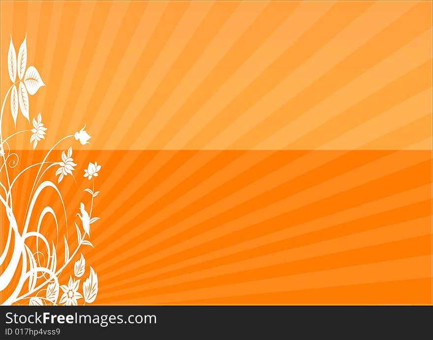 Floral background in orange and yellow gradient