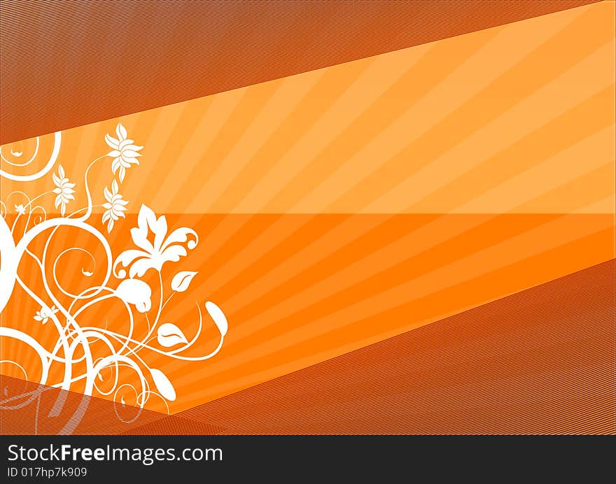 Floral background in orange and yellow gradient