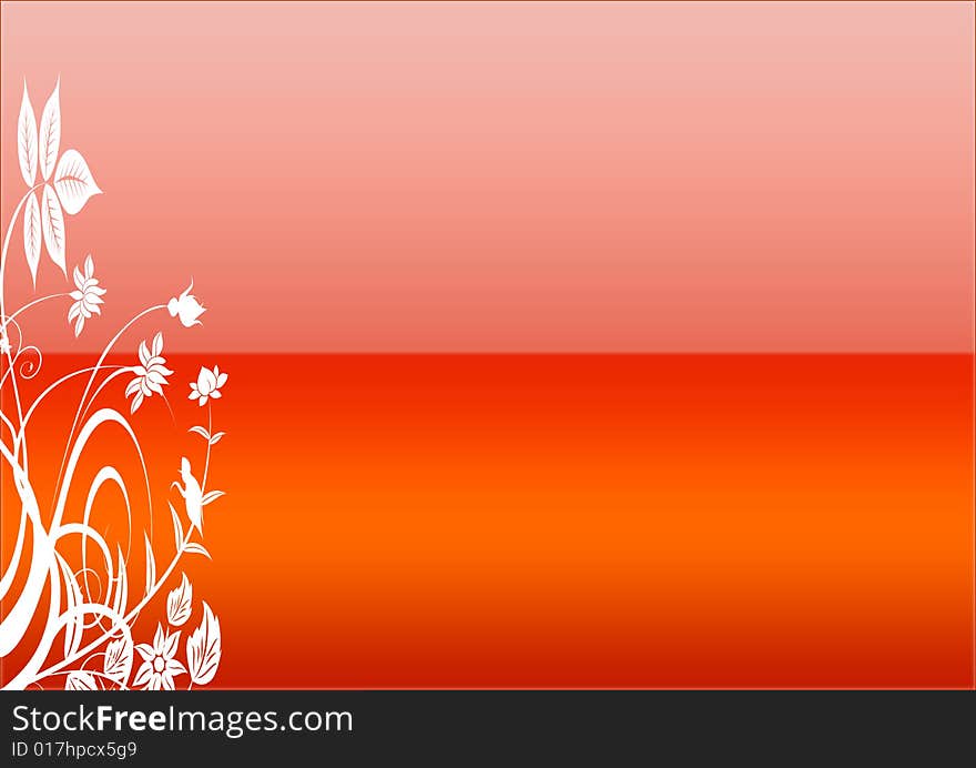 Floral background in red gradient