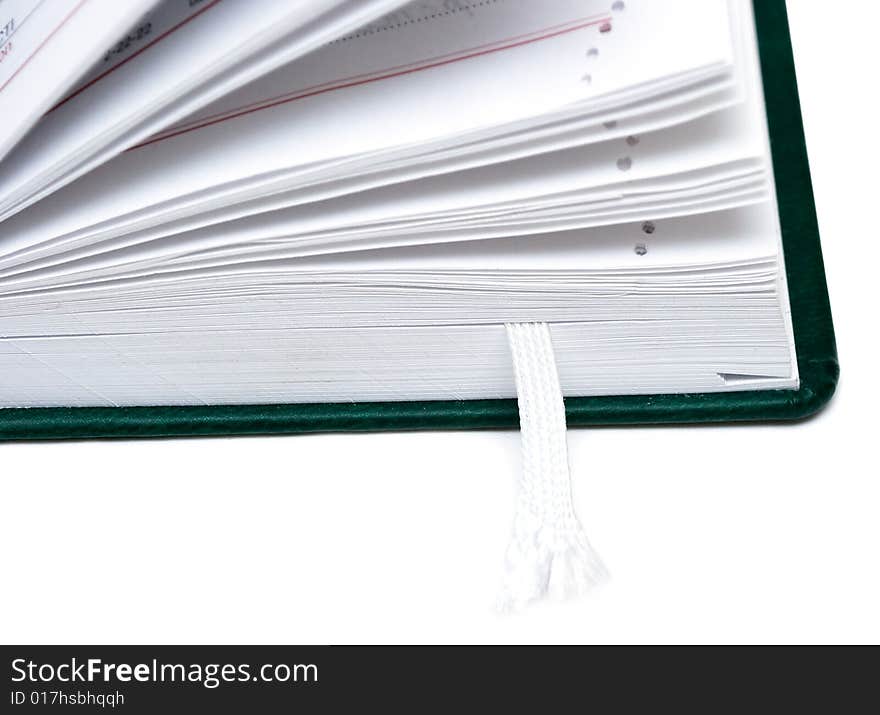 Notebook with book-mark isolated on white background