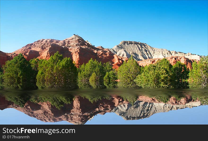 View of the red rock formations in Kodachrome Basin with blue skys. View of the red rock formations in Kodachrome Basin with blue skys