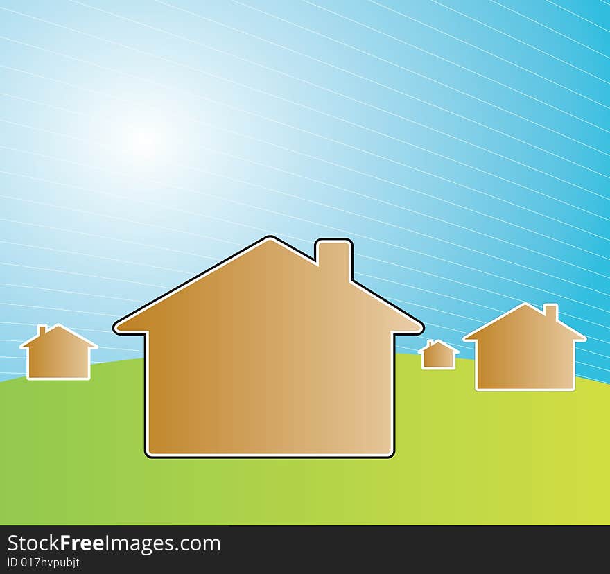 Illustration of houses symbolizing real estate world. Illustration of houses symbolizing real estate world