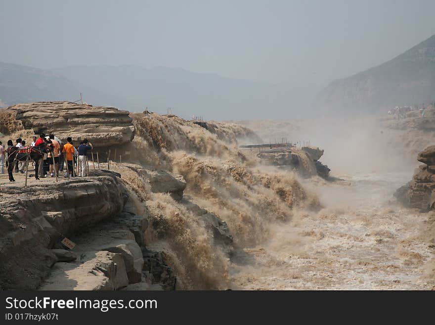 A waterfall of yellow river