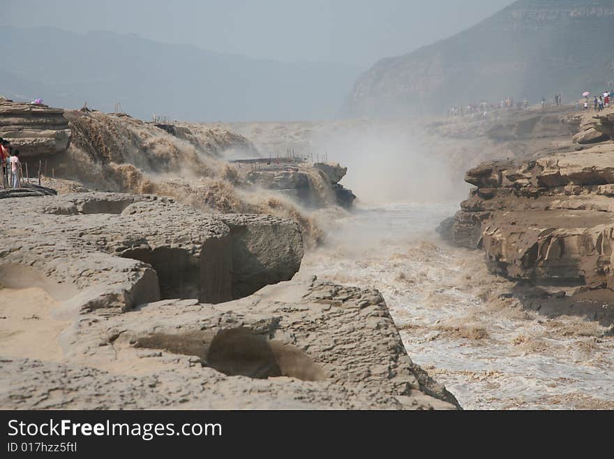 A waterfall of yellow river