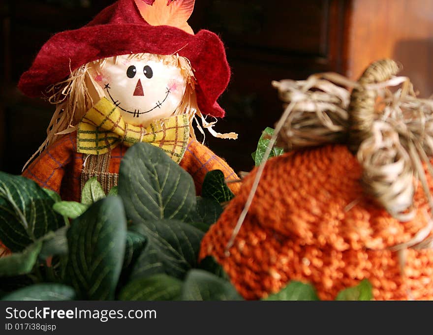 Scarecrow And Straw Pumpkin