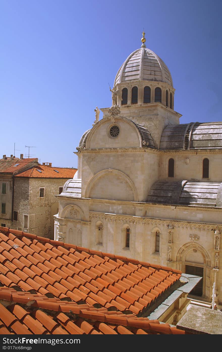 Church and roofs in Sibenik