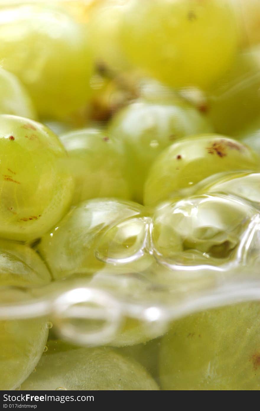 Close-up of grapes in water as a healthy food concept