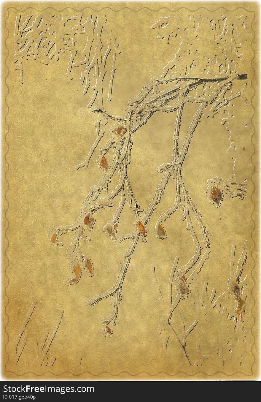 Old natural paper with leaves