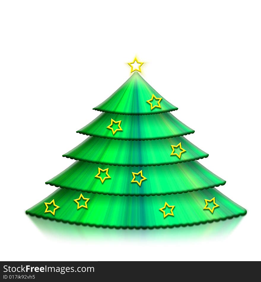 Christmas Tree with a Christmas Star on a white