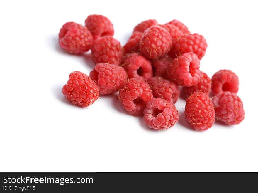 Fresh raspberries background isolated