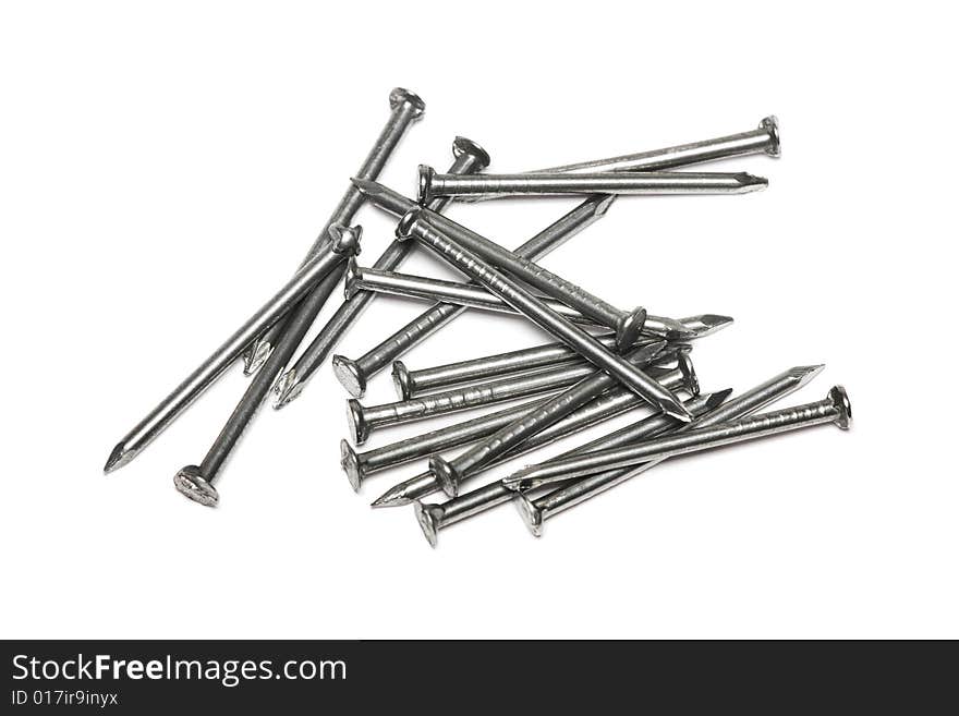 A pile of nails isolated on whtie background.