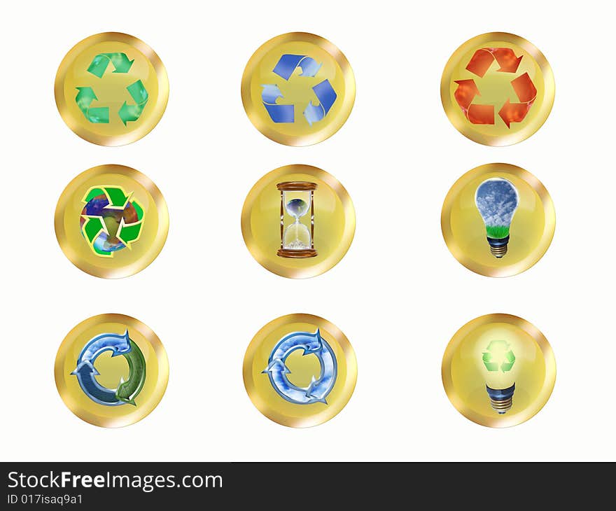 Gold buttons for recycle site. Gold buttons for recycle site