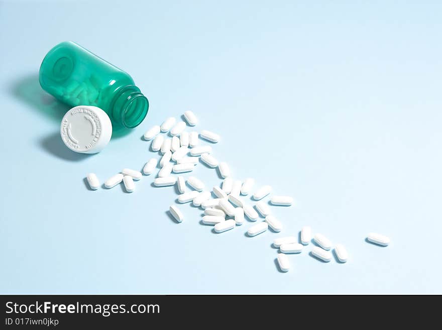 A bottle filled with pills