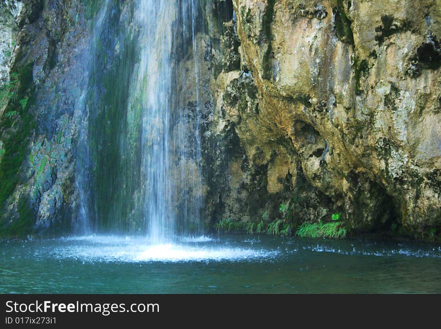 Blue waterfall in Plitvice, Croatia