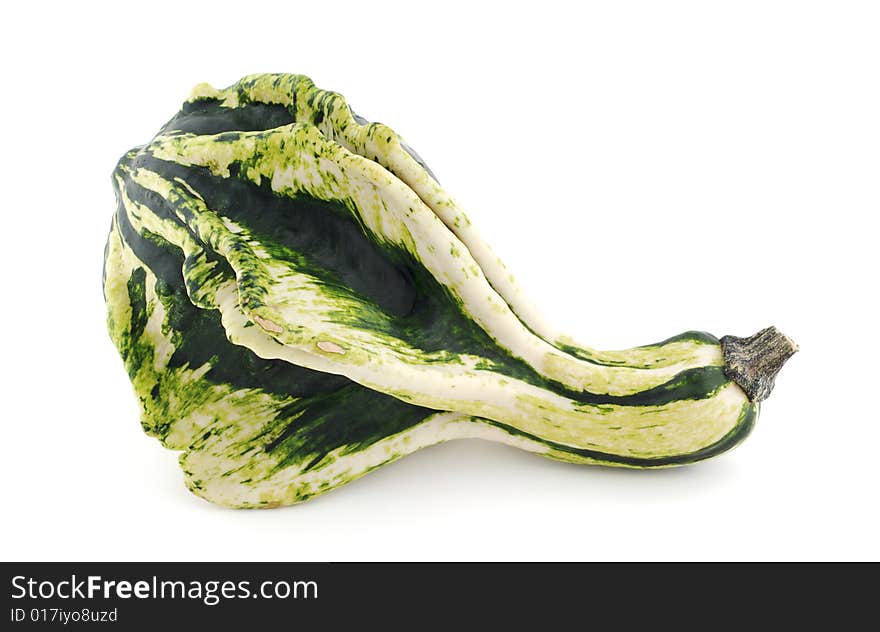 Green decorative pumpkin on white background