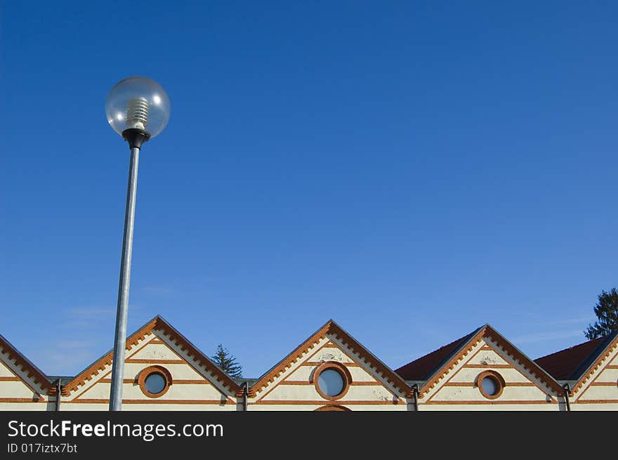 Floors from an old industry and a street lamp. Floors from an old industry and a street lamp