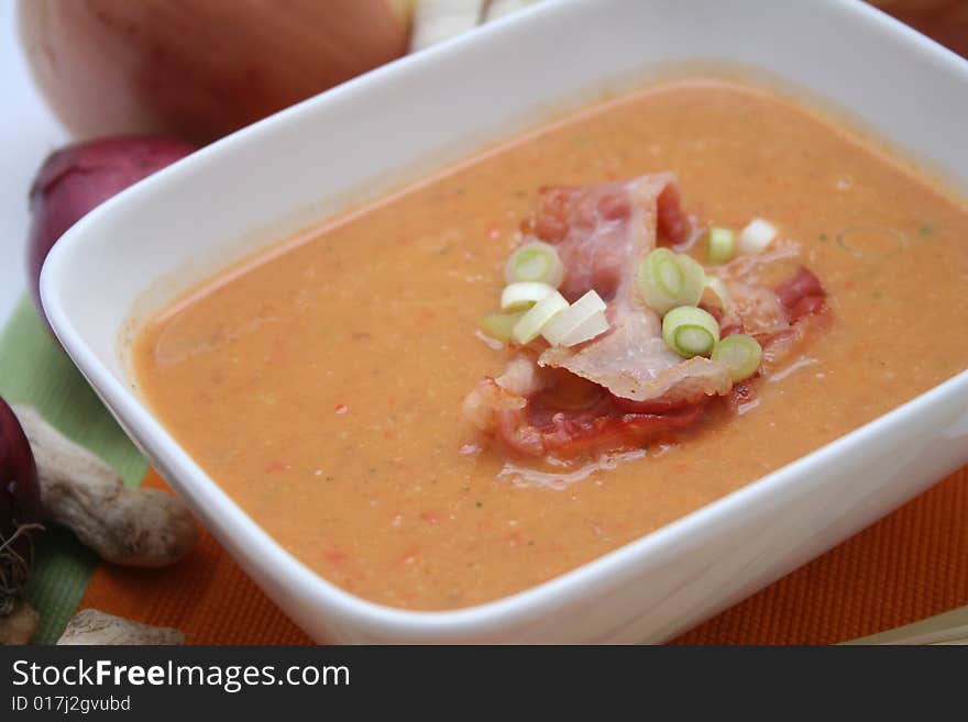 A fresh soup of beans with cream and spices