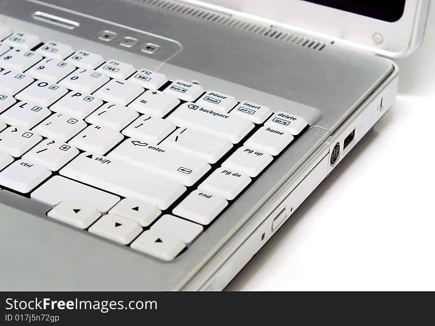 Keyboard laptop computer on the white background