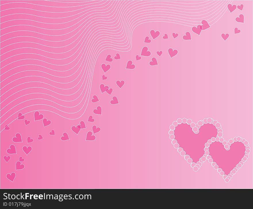 Pink love wallpaper with hearts and ellipses