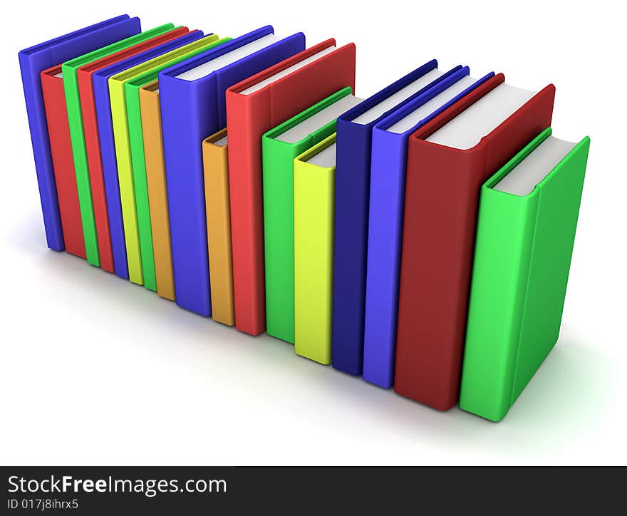 Pile of the books on white background