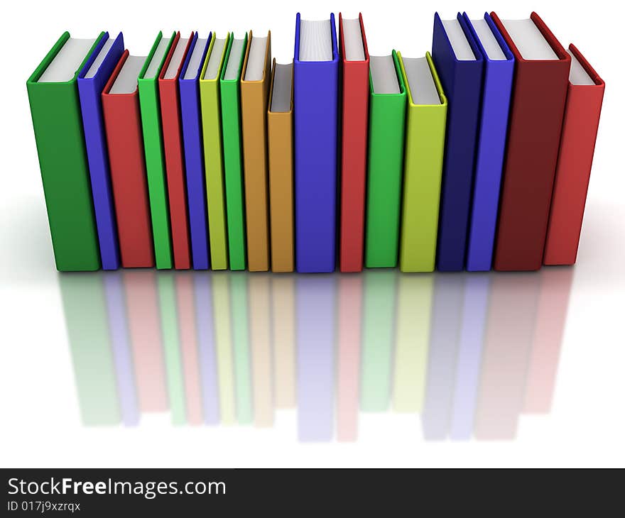 Pile of the books on white background