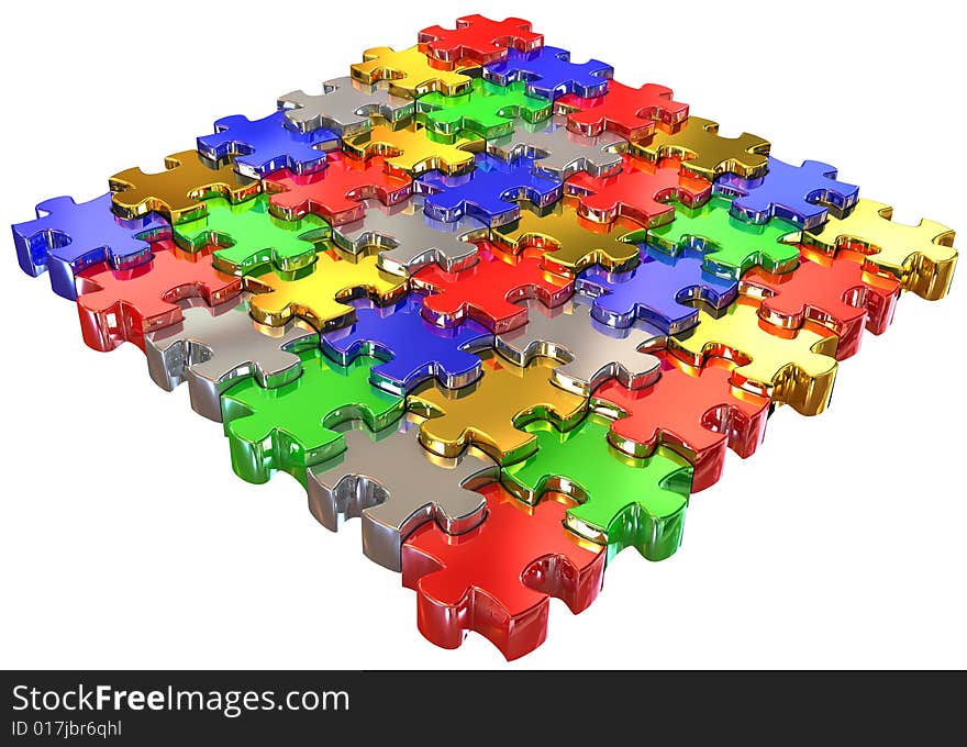 Color Jigsaw Puzzle on white background