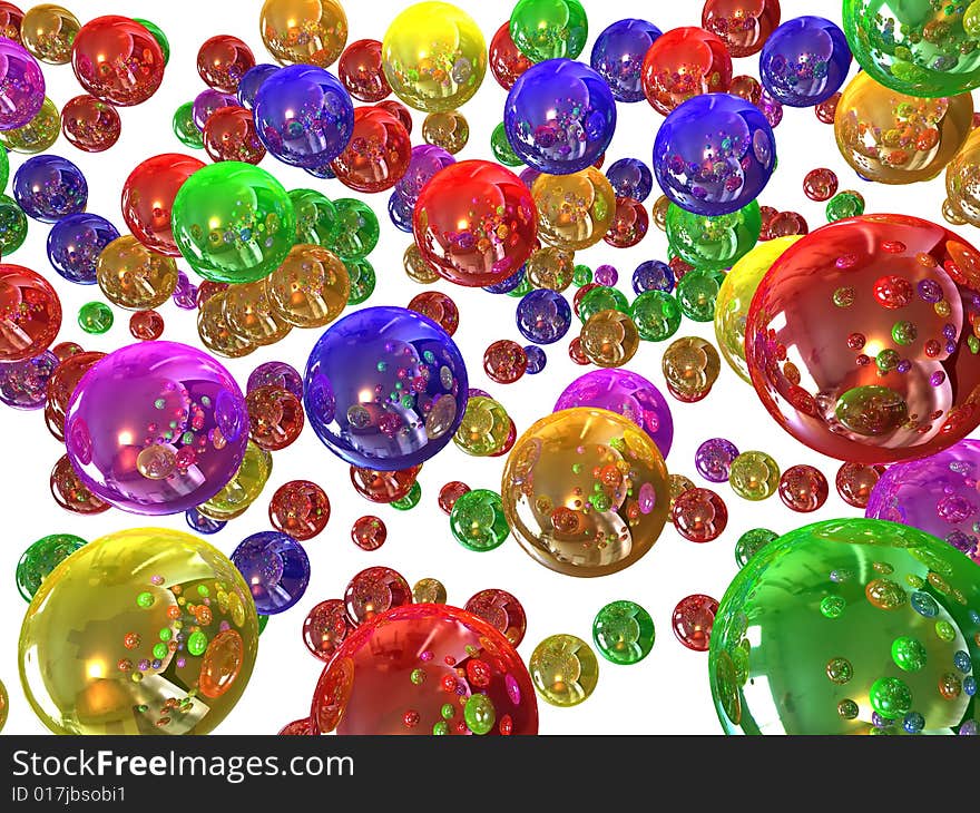 Colour balls on white background