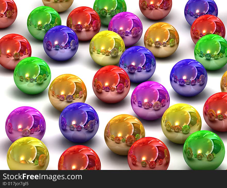 Colour balls on white background