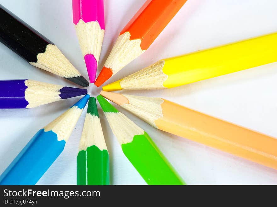 Color pencils isolated on a white background