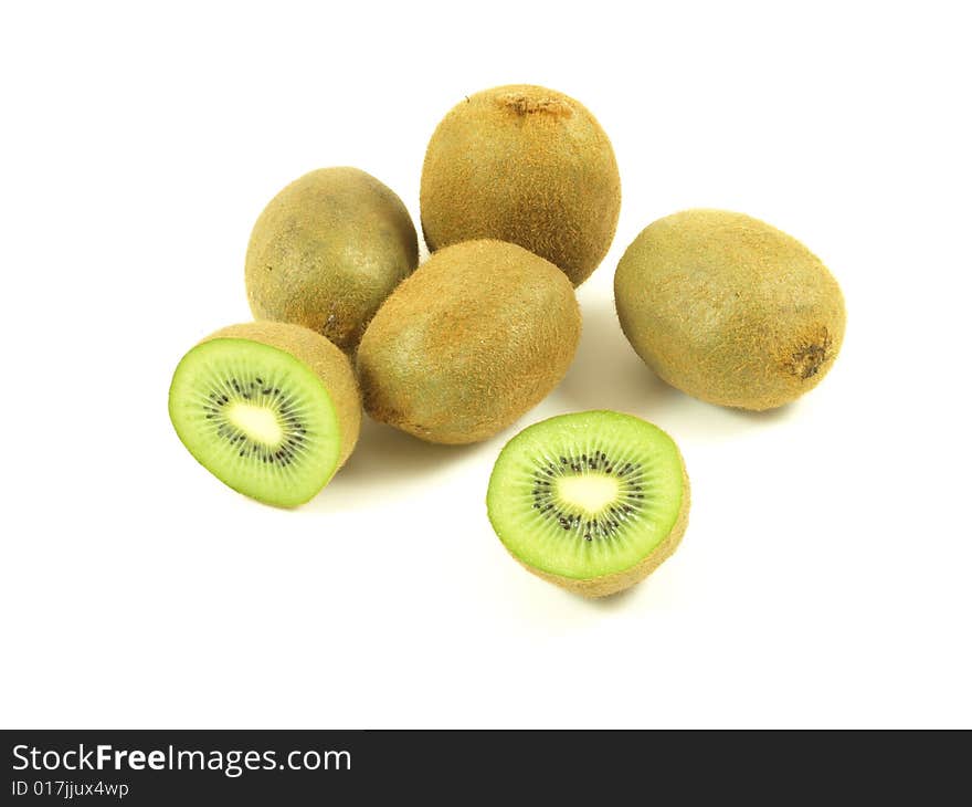 Kiwi fruits on white isolated background. Kiwi fruits on white isolated background.