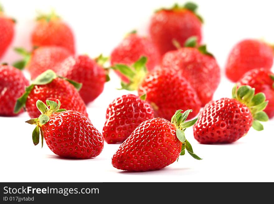 Strawberries on white background