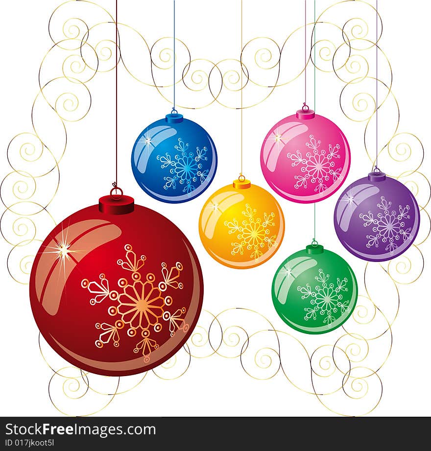 Background with a set of christmas glass balls. Background with a set of christmas glass balls