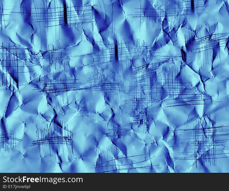 Abstract background Crushed blue paper