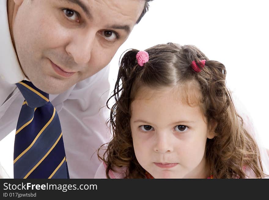 Father posing with his cute daughter