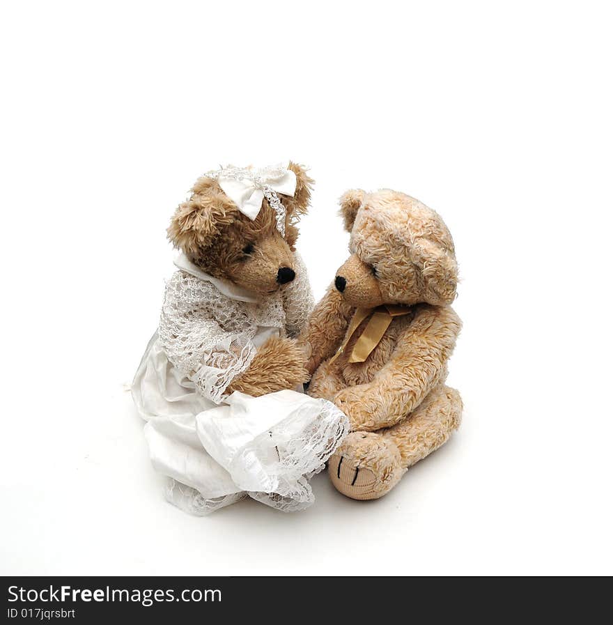 Shot of a bride and bridegroom teddy bear. Shot of a bride and bridegroom teddy bear