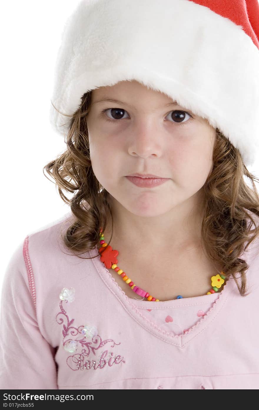 Portrait Of Girl Wearing Christmas Hat