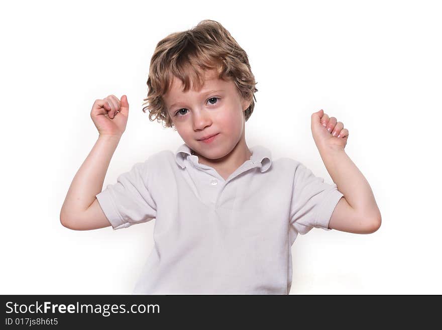 Shot of a four year old boy on white. Shot of a four year old boy on white