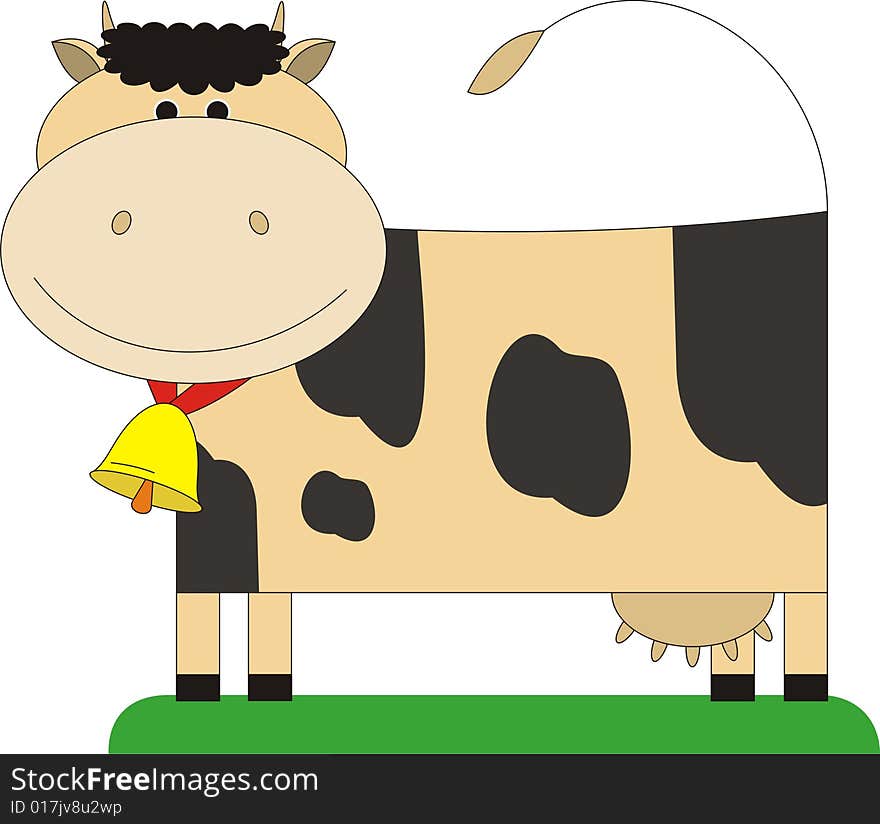 The cow costs on a meadow. On a neck at it the hand bell hangs. It waves a tail and smiles. The cow costs on a meadow. On a neck at it the hand bell hangs. It waves a tail and smiles.