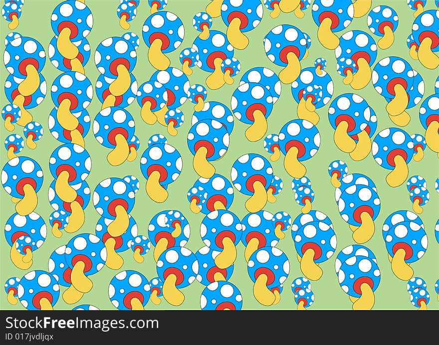 Vector illustration of Toadstools retro abstract background. Inspired by retro style Mushrooms patterns.