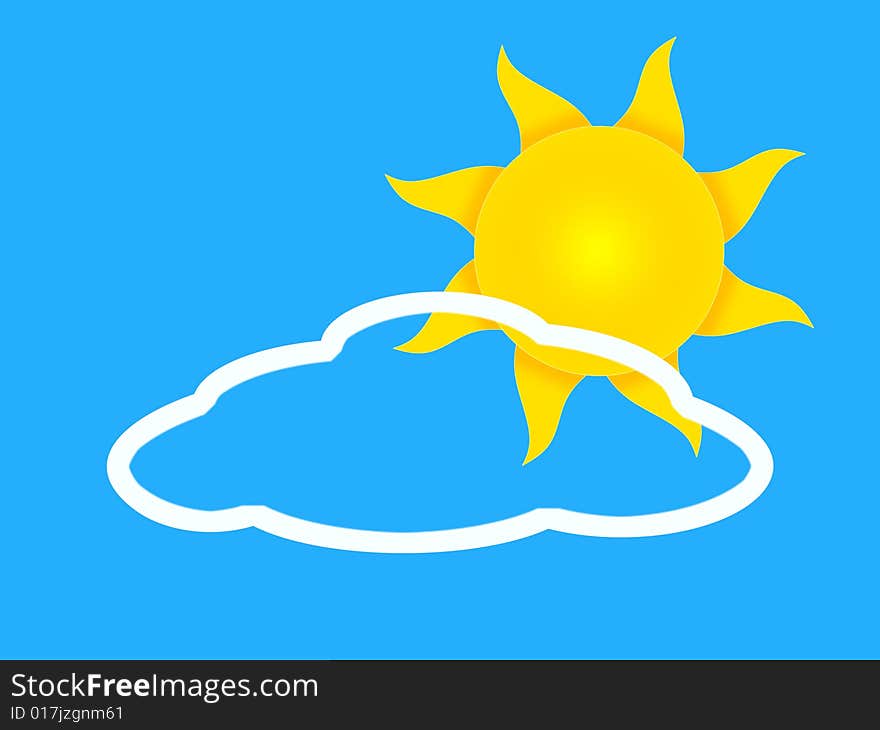 Sun and cloud on a background of the blue sky