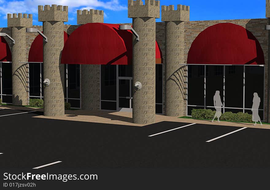 3d rendering of a retail center. 3d rendering of a retail center