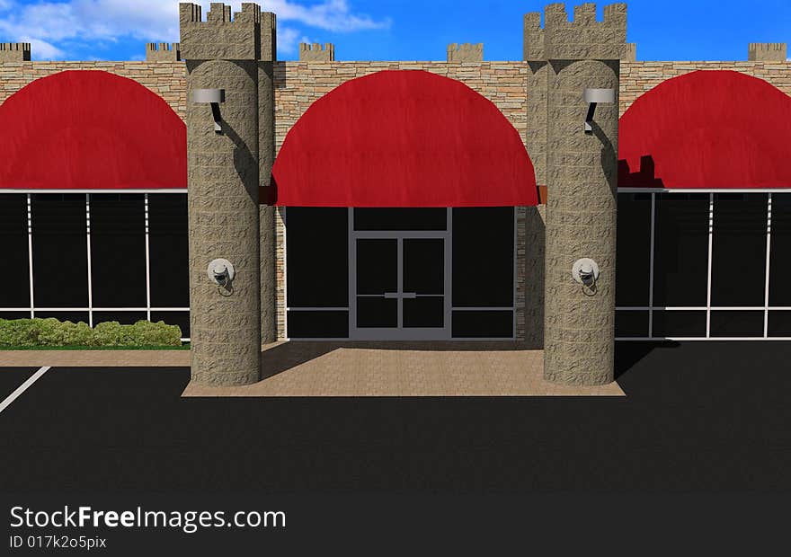 3d rendering of a retail center. 3d rendering of a retail center