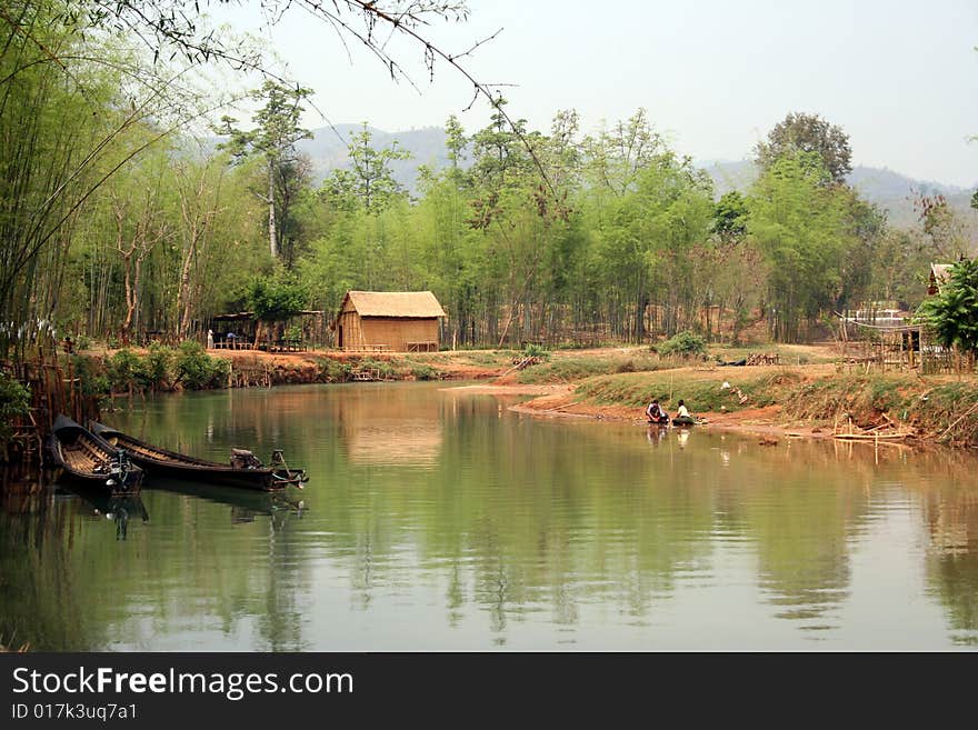 Small river in myanmar in the midle of the forest. Small river in myanmar in the midle of the forest