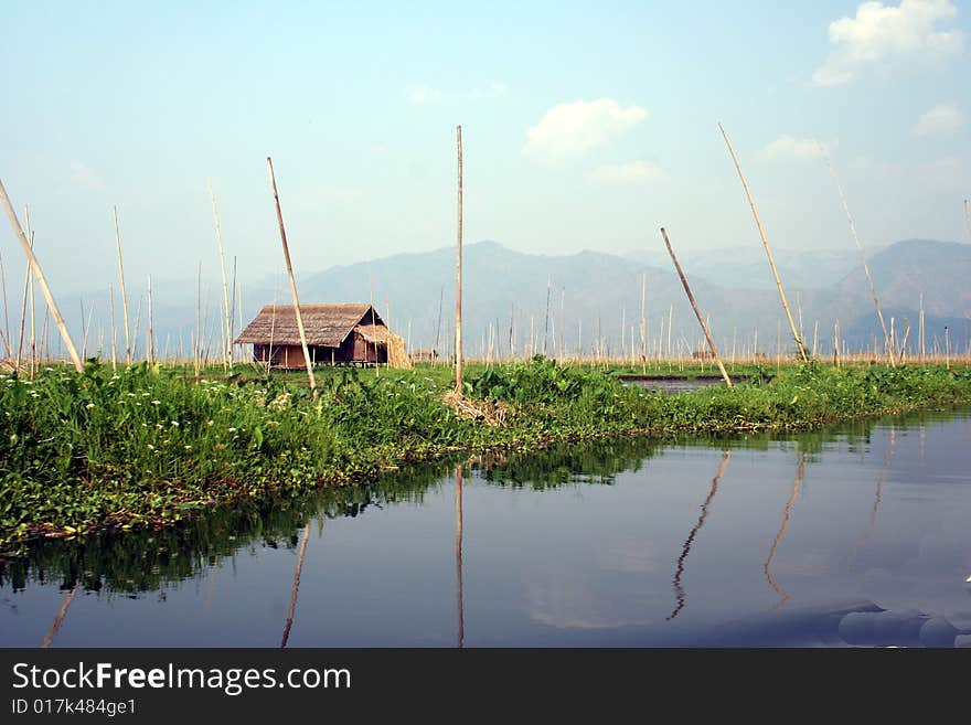 Fisherman family house in lake inle. Fisherman family house in lake inle