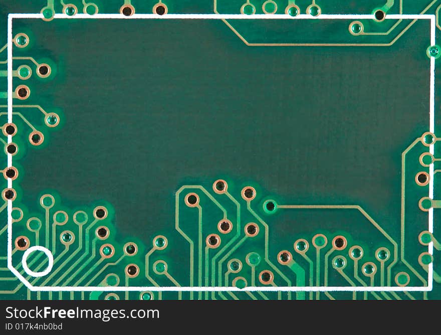 Fragment of green motherboard macro. Fragment of green motherboard macro