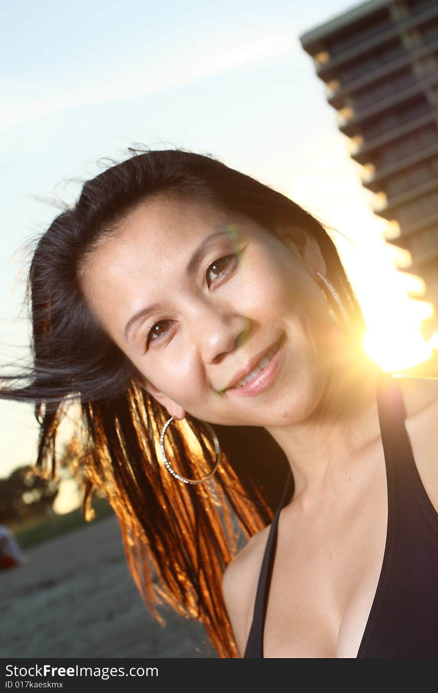 Young woman smiling at the camera. Young woman smiling at the camera